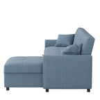 Divano letto sezionale a L reversibile a 3 posti con contenitore, Verde / Blu / Grigio
