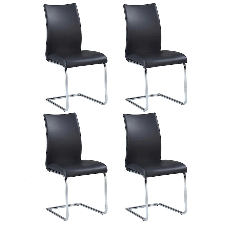 Set da pranzo quadrato in vetro da 5 persone in cromo nero