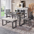 Set da pranzo grigio da 6 pezzi, 6 posti