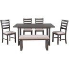 Set da pranzo grigio da 6 pezzi, 6 posti