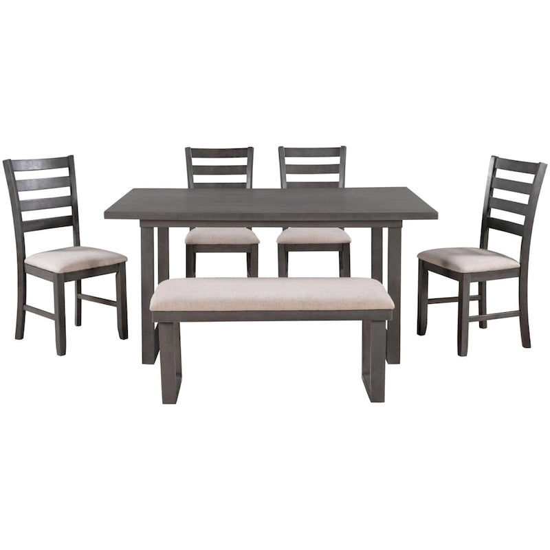 Set da pranzo grigio da 6 pezzi, 6 posti