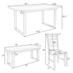 Set da pranzo grigio da 6 pezzi, 6 posti