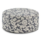 Pouf rotondo floreale multiplo, ciniglia avorio, seduta singola