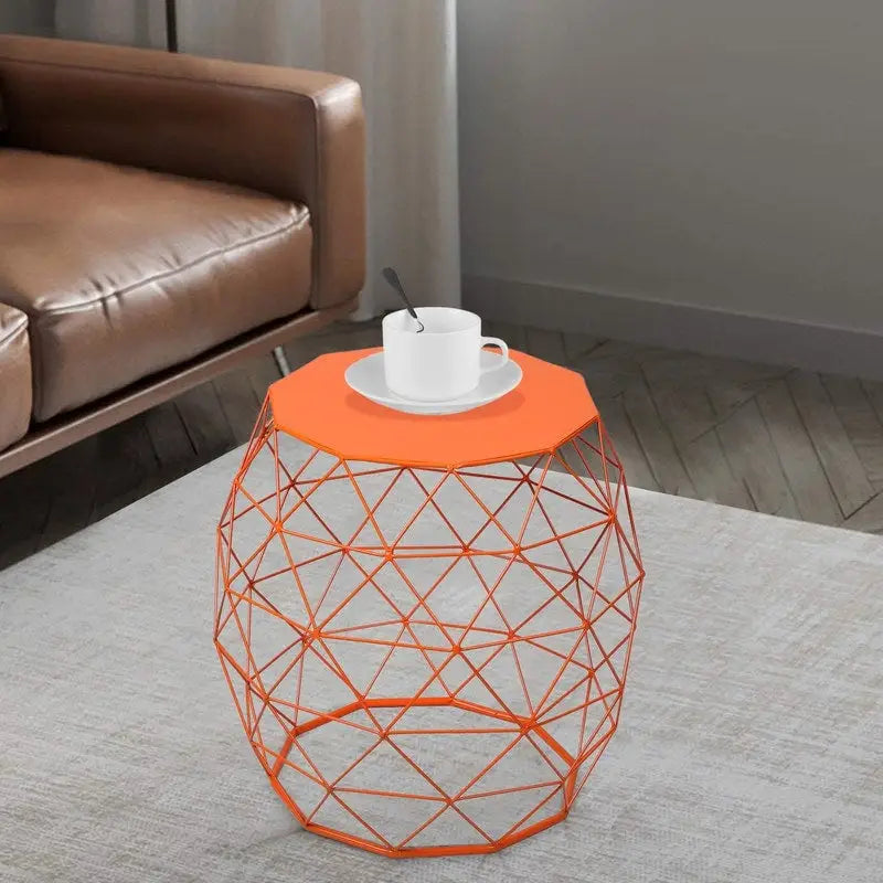 Tavolino Laterale Geometrico in Ferro – Giallo / Verde / Arancione / Blu, 1 Persona