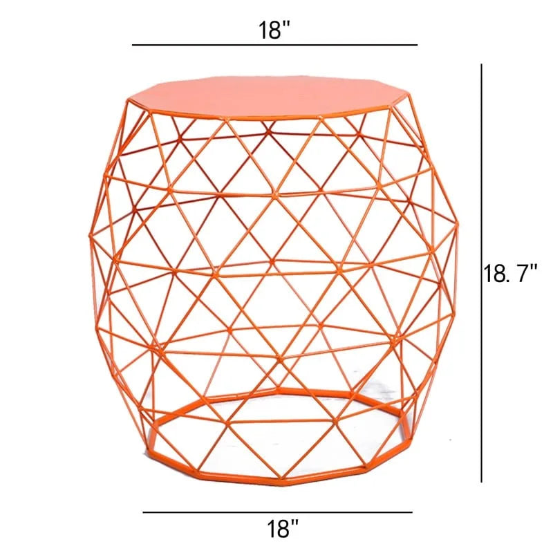 Tavolino Laterale Geometrico in Ferro – Giallo / Verde / Arancione / Blu, 1 Persona