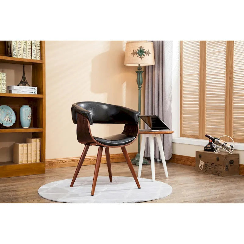 Porthos Home Zelda Faux Leather Mid-Century Dining Chair with Wooden Legs