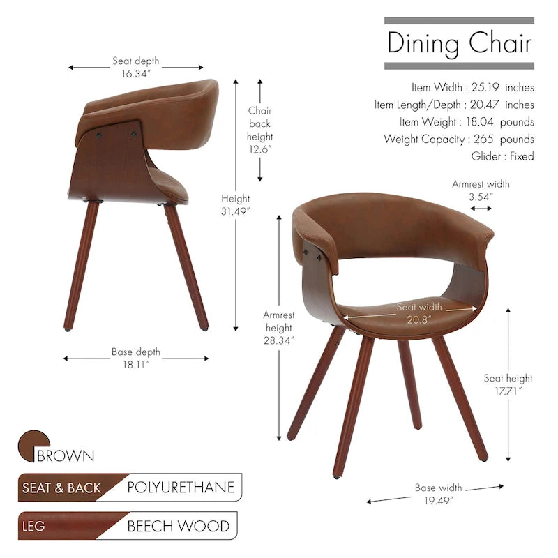 Sedia da pranzo singola verde/nera/marrone in similpelle di metà secolo