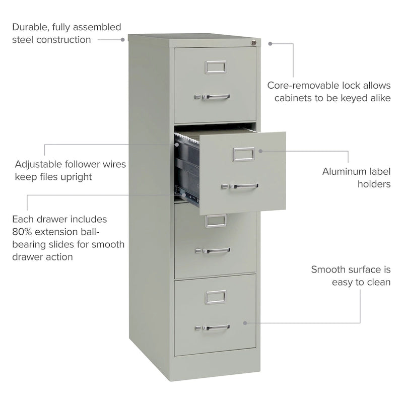 Classificatore verticale a 4 cassetti per documenti formato Letter, beige/nero/grigio, 1 persona
