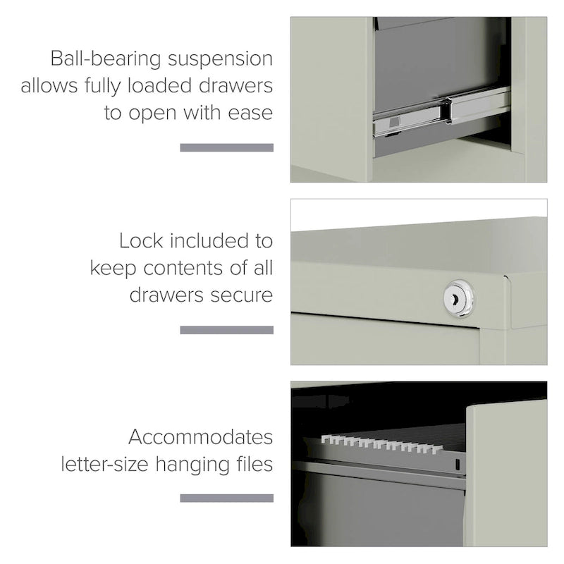 Classificatore verticale a 4 cassetti per documenti formato Letter, beige/nero/grigio, 1 persona