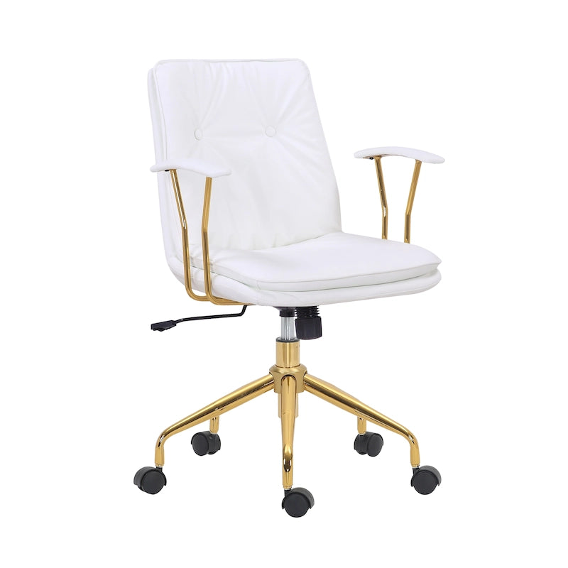 Sedia da ufficio in pelle PU, gambe cromate color oro, Marrone/Nero/Bianco, 1 persona