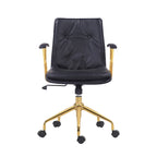 Sedia da ufficio in pelle PU, gambe cromate color oro, Marrone/Nero/Bianco, 1 persona