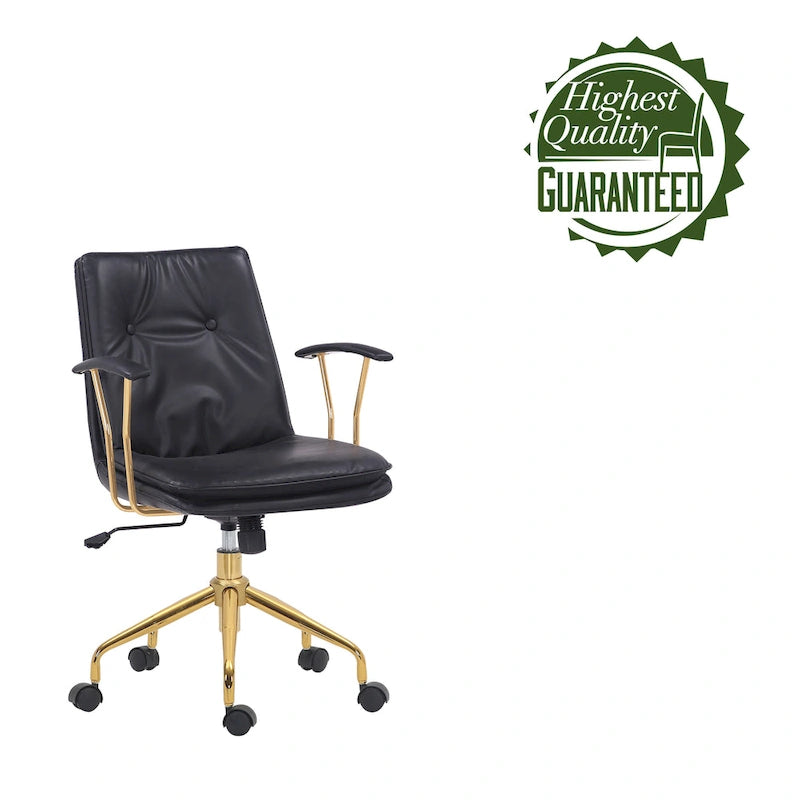 Sedia da ufficio in pelle PU, gambe cromate color oro, Marrone/Nero/Bianco, 1 persona