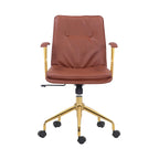 Sedia da ufficio in pelle PU, gambe cromate color oro, Marrone/Nero/Bianco, 1 persona