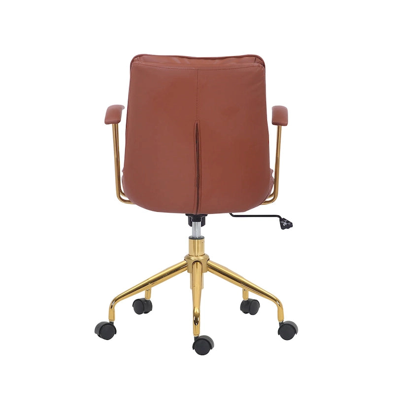 Sedia da ufficio in pelle PU, gambe cromate color oro, Marrone/Nero/Bianco, 1 persona