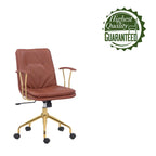 Sedia da ufficio in pelle PU, gambe cromate color oro, Marrone/Nero/Bianco, 1 persona