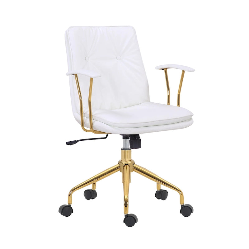 Sedia da ufficio in pelle PU, gambe cromate color oro, Marrone/Nero/Bianco, 1 persona