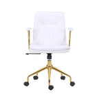 Sedia da ufficio in pelle PU, gambe cromate color oro, Marrone/Nero/Bianco, 1 persona