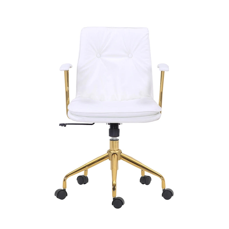 Sedia da ufficio in pelle PU, gambe cromate color oro, Marrone/Nero/Bianco, 1 persona