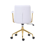Sedia da ufficio in pelle PU, gambe cromate color oro, Marrone/Nero/Bianco, 1 persona