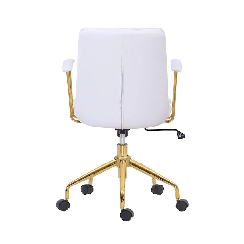 Sedia da ufficio in pelle PU, gambe cromate color oro, Marrone/Nero/Bianco, 1 persona