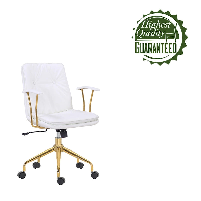 Sedia da ufficio in pelle PU, gambe cromate color oro, Marrone/Nero/Bianco, 1 persona