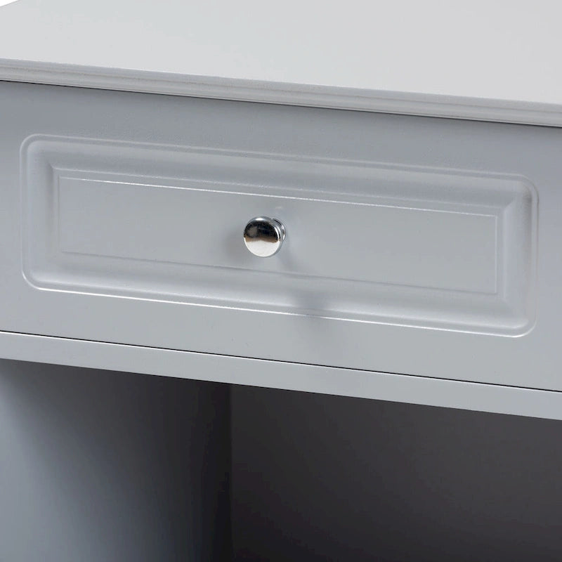 Comodino con 1 cassetto, Nero / Bianco sporco / Grigio