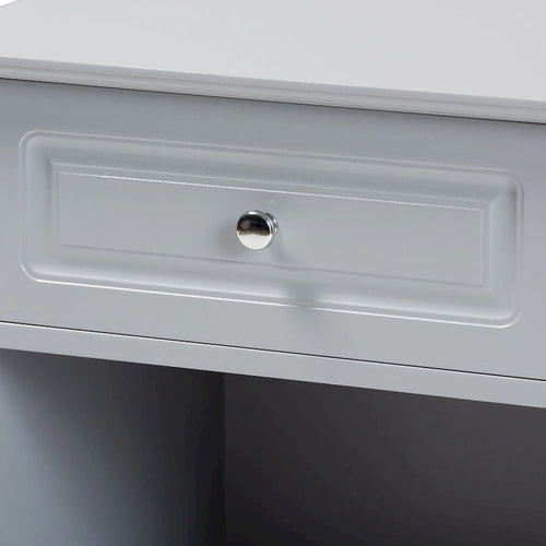 Comodino con 1 cassetto, Nero / Bianco sporco / Grigio