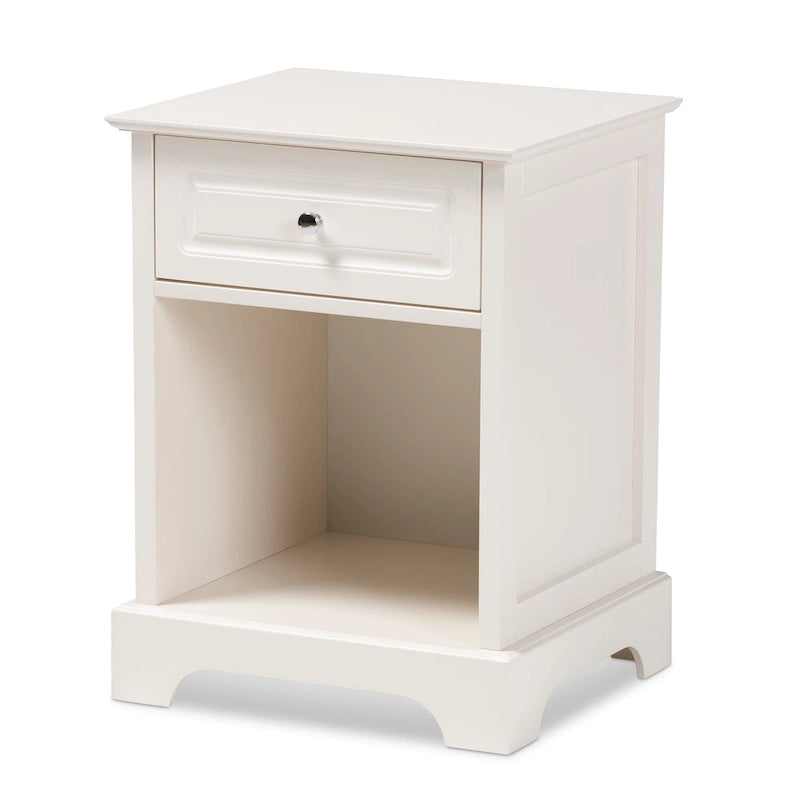 Comodino con 1 cassetto, Nero / Bianco sporco / Grigio