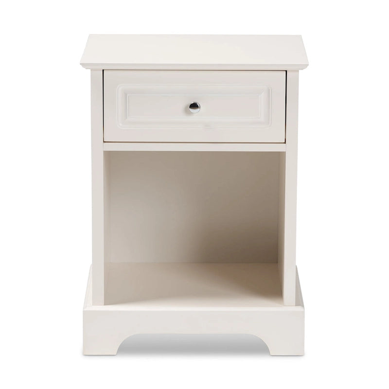 Comodino con 1 cassetto, Nero / Bianco sporco / Grigio