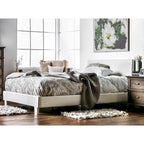 Letto King Size imbottito con piattaforma bianco/espresso/grigio/avorio, in similpelle o tessuto, per 1 persona