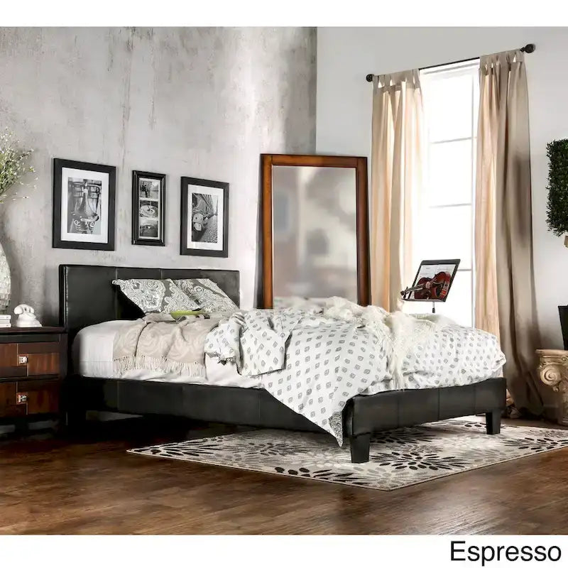 Letto King Size imbottito con piattaforma bianco/espresso/grigio/avorio, in similpelle o tessuto, per 1 persona