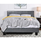 Letto King Size imbottito con piattaforma bianco/espresso/grigio/avorio, in similpelle o tessuto, per 1 persona