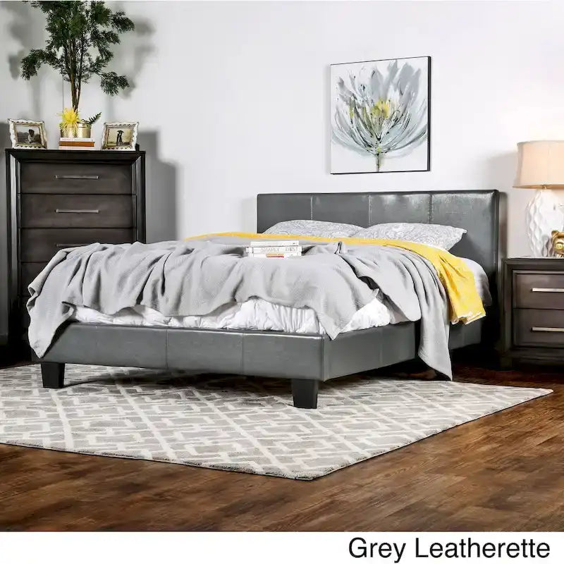 Letto King Size imbottito con piattaforma bianco/espresso/grigio/avorio, in similpelle o tessuto, per 1 persona