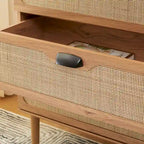 Cassettiera a 3 cassetti in rattan – Noce / Nero anticato / Bianco / Nero / Rovere, finitura naturale, montaggio da 1 persona