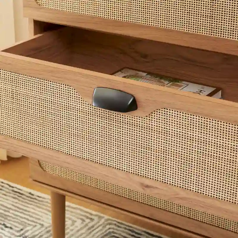 Cassettiera a 3 cassetti in rattan – Noce / Nero anticato / Bianco / Nero / Rovere, finitura naturale, montaggio da 1 persona