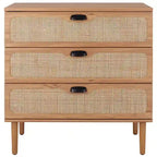 Cassettiera a 3 cassetti in rattan – Noce / Nero anticato / Bianco / Nero / Rovere, finitura naturale, montaggio da 1 persona