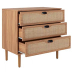 Cassettiera a 3 cassetti in rattan – Noce / Nero anticato / Bianco / Nero / Rovere, finitura naturale, montaggio da 1 persona
