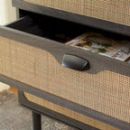 Cassettiera a 3 cassetti in rattan – Noce / Nero anticato / Bianco / Nero / Rovere, finitura naturale, montaggio da 1 persona