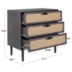 Cassettiera a 3 cassetti in rattan – Noce / Nero anticato / Bianco / Nero / Rovere, finitura naturale, montaggio da 1 persona