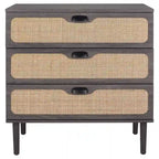 Cassettiera a 3 cassetti in rattan – Noce / Nero anticato / Bianco / Nero / Rovere, finitura naturale, montaggio da 1 persona