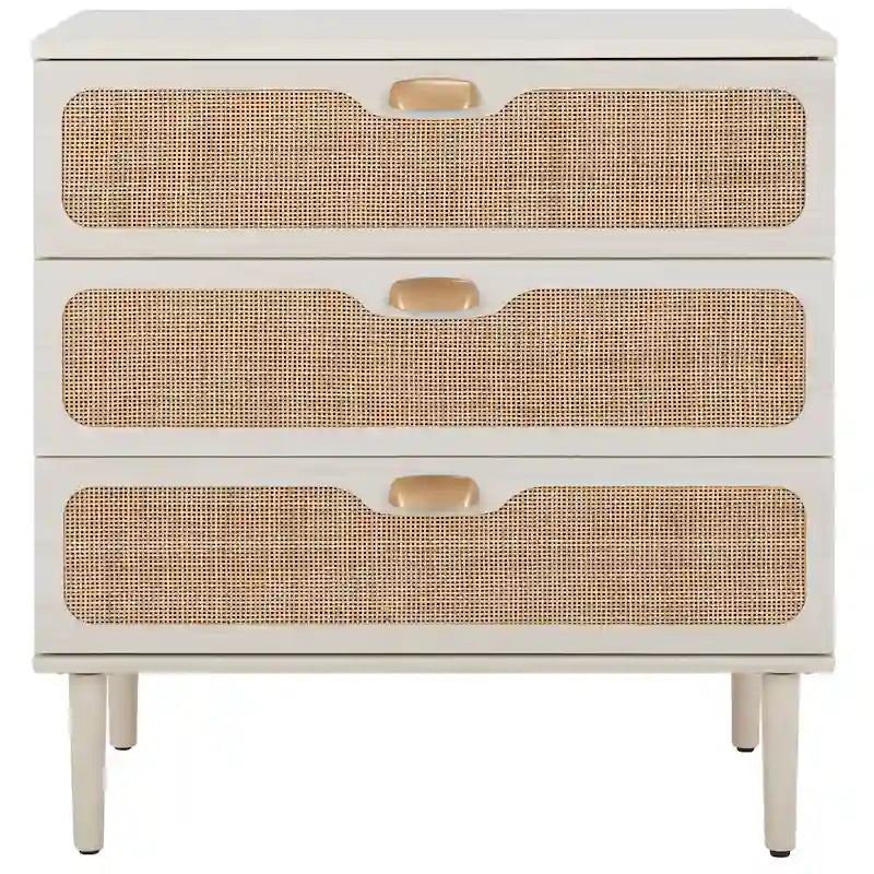Cassettiera a 3 cassetti in rattan – Noce / Nero anticato / Bianco / Nero / Rovere, finitura naturale, montaggio da 1 persona