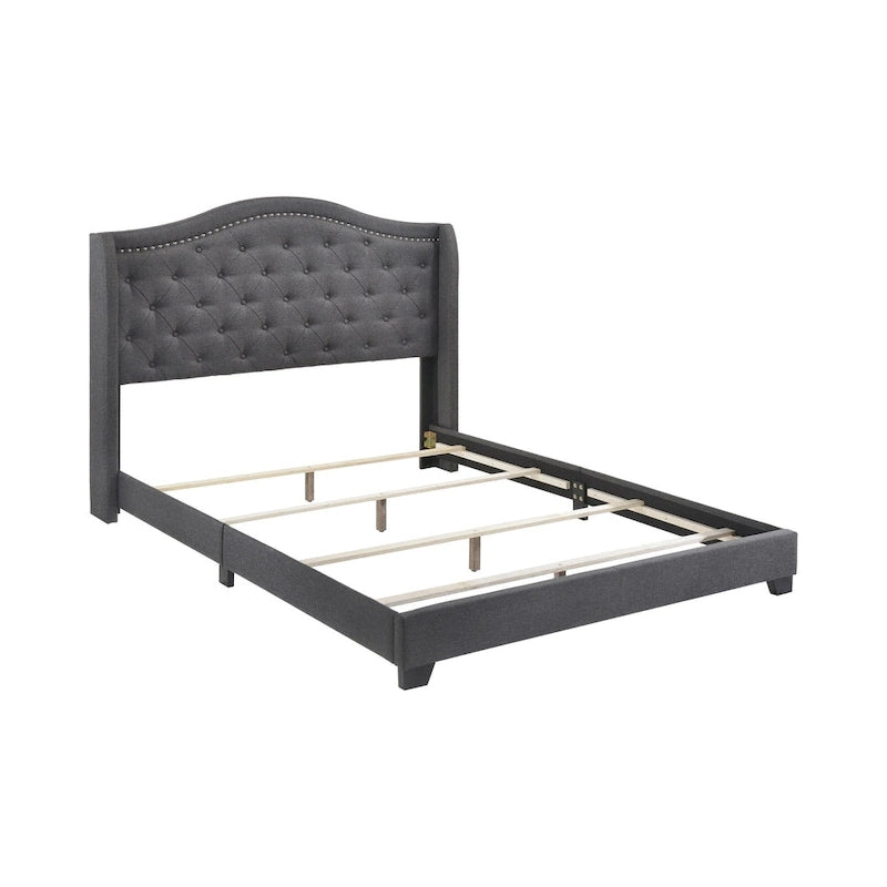 Letto imbottito trapuntato con schienale a cammello blu/grigio/beige – una piazza e mezza/matrimoniale/king-size