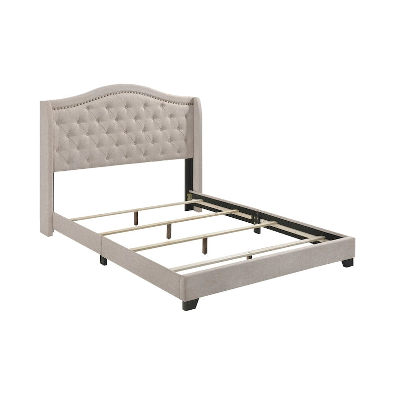 Letto imbottito trapuntato con schienale a cammello blu/grigio/beige – una piazza e mezza/matrimoniale/king-size