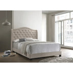 Letto imbottito trapuntato con schienale a cammello blu/grigio/beige – una piazza e mezza/matrimoniale/king-size