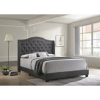 Letto imbottito trapuntato con schienale a cammello blu/grigio/beige – una piazza e mezza/matrimoniale/king-size