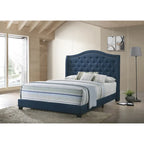 Letto imbottito trapuntato con schienale a cammello blu/grigio/beige – una piazza e mezza/matrimoniale/king-size