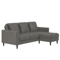 Divano componibile reversibile bicolore grigio chiaro/velluto nero, 2 posti con chaise longue mobile