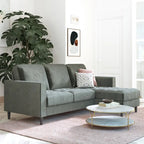 Divano componibile reversibile bicolore grigio chiaro/velluto nero, 2 posti con chaise longue mobile