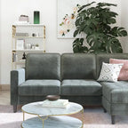 Divano componibile reversibile bicolore grigio chiaro/velluto nero, 2 posti con chaise longue mobile