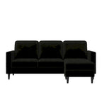 Divano componibile reversibile bicolore grigio chiaro/velluto nero, 2 posti con chaise longue mobile